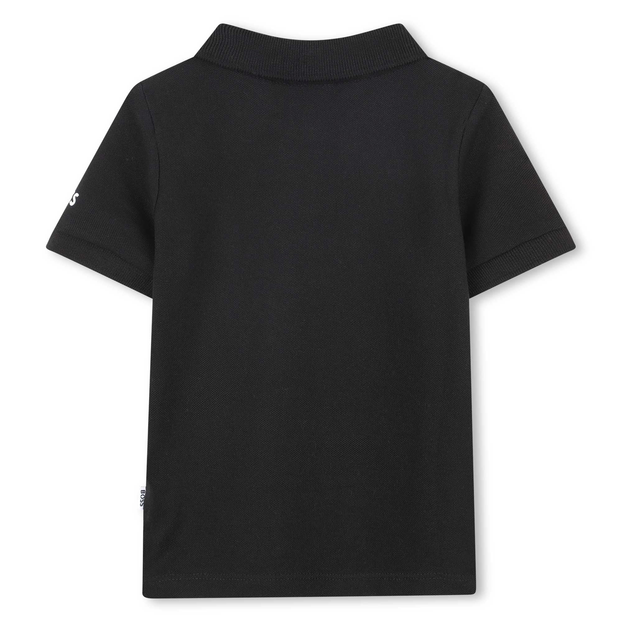 Polo Piqué Negra Impresión Tricolor Bebé