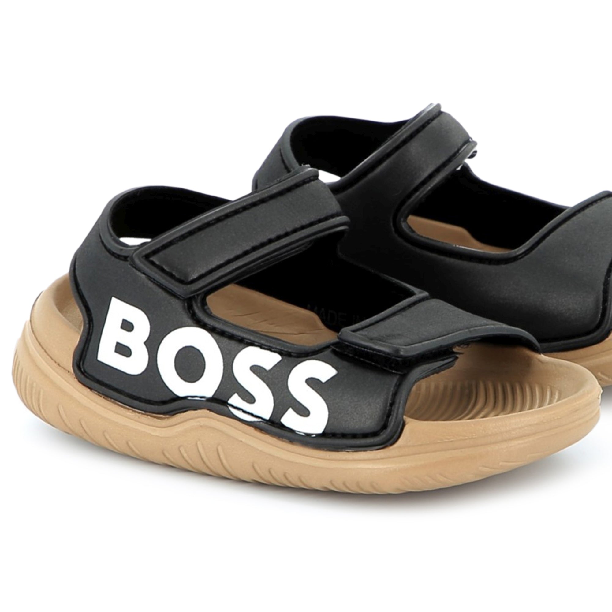 Sandalias Negras Logotipo Destacado Bebé
