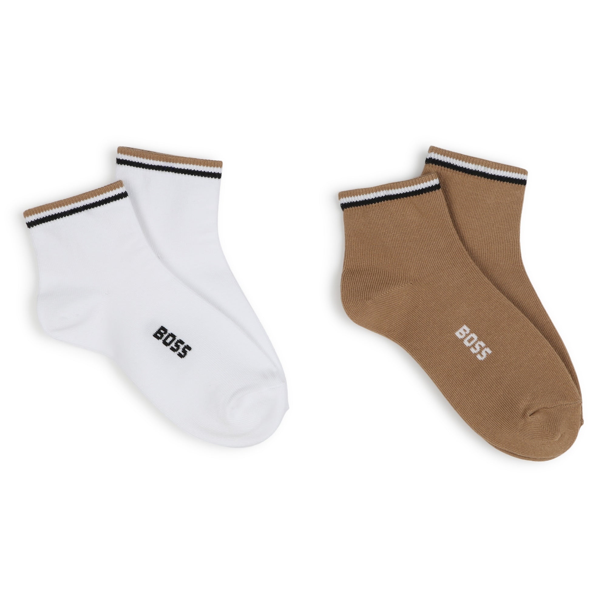 Pack 2 Calcetines Tobilleros Blanco - Camel