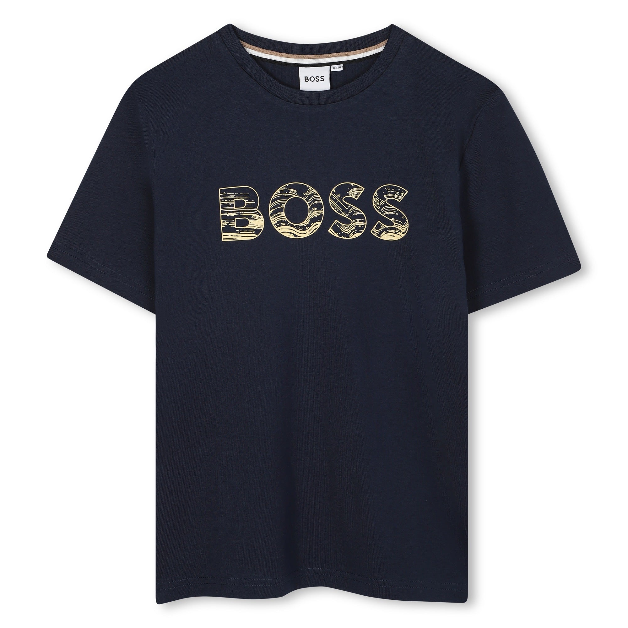 Camiseta Azul Logo Relieve Abstracto