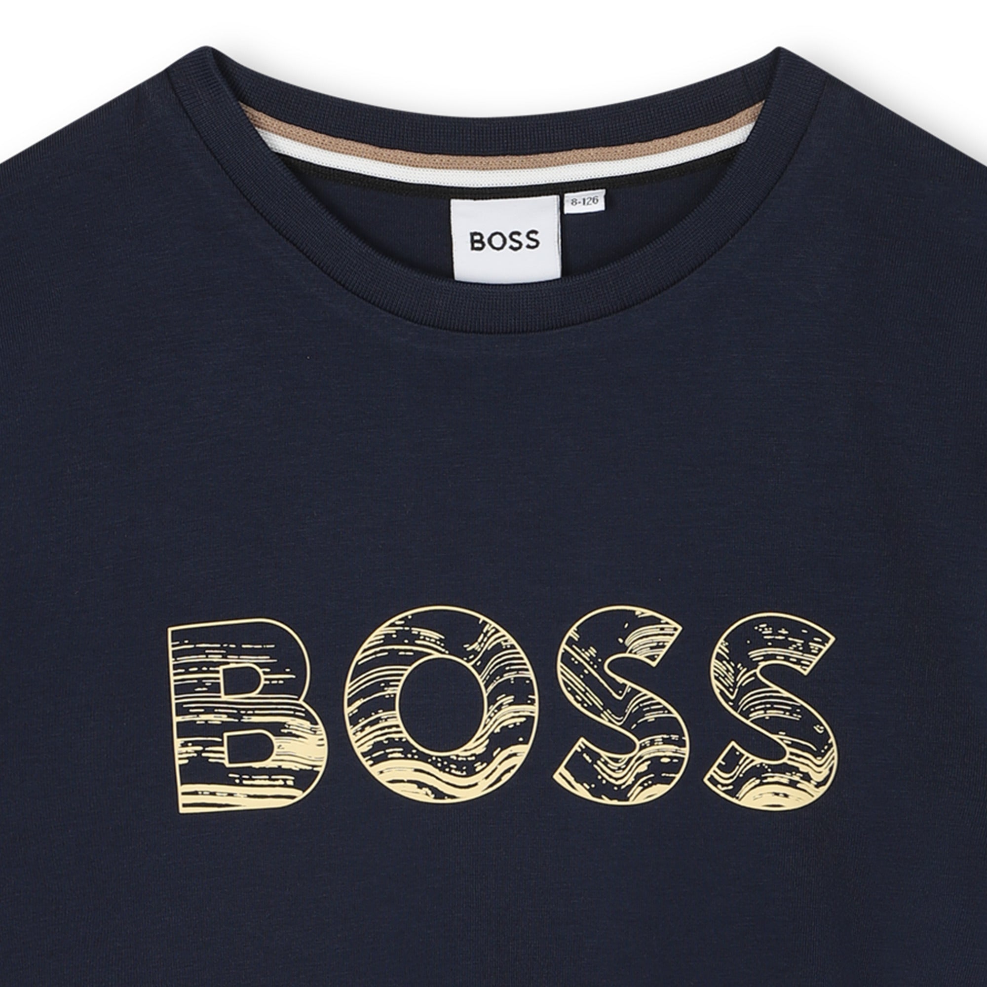 Camiseta Azul Logo Relieve Abstracto