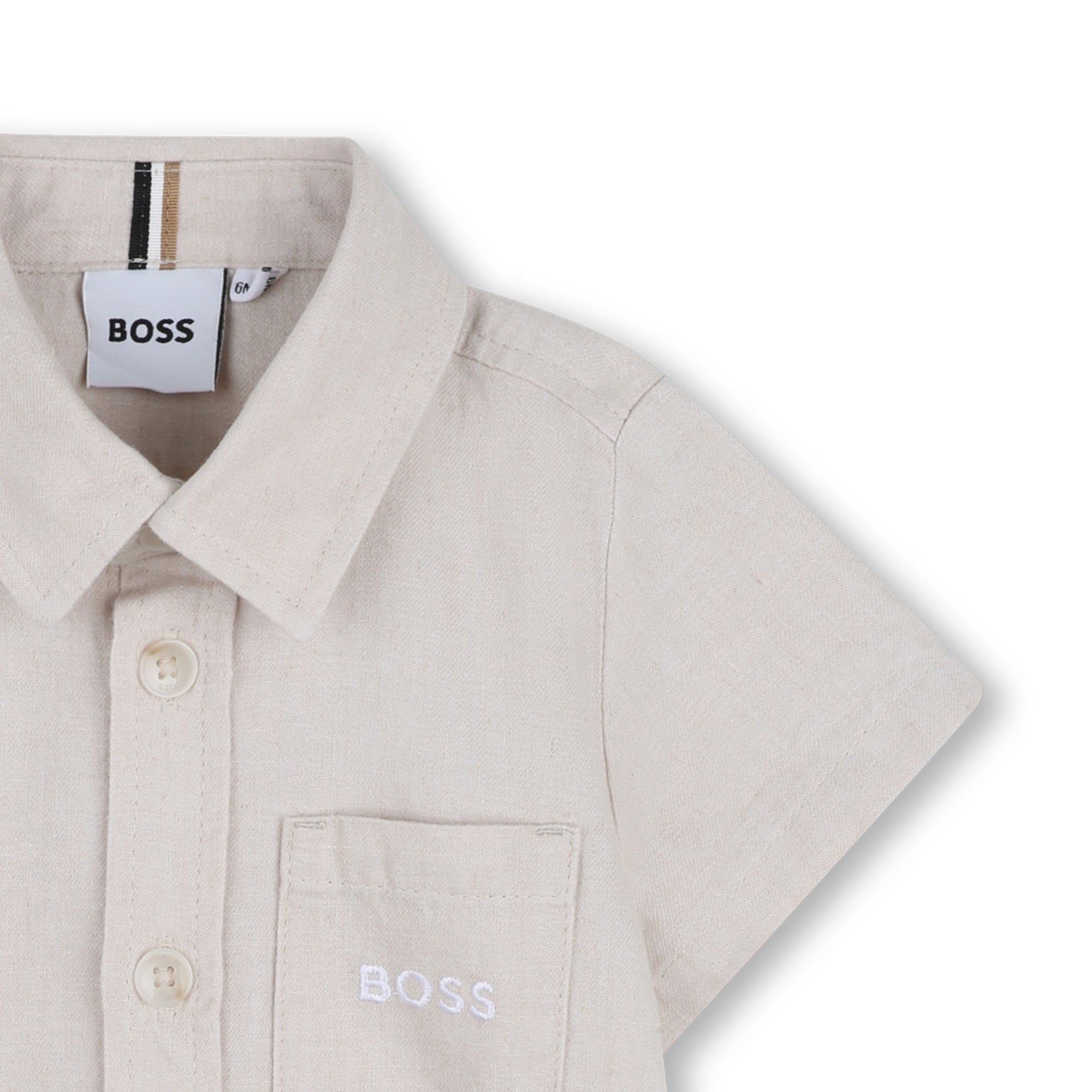 Camisa Lino Bolsillo Ivory