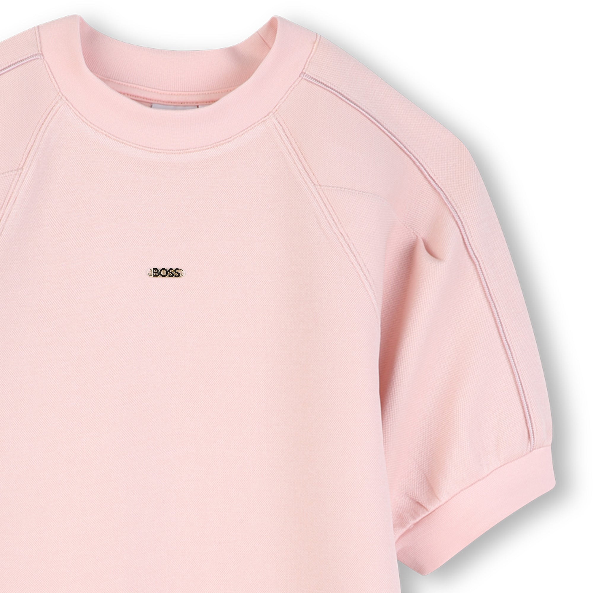 Vestido Piqué Mangas Abullonadas Rosé Pétale