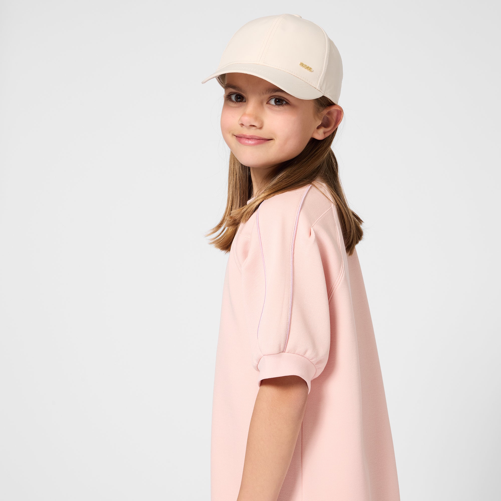 Vestido Piqué Mangas Abullonadas Rosé Pétale