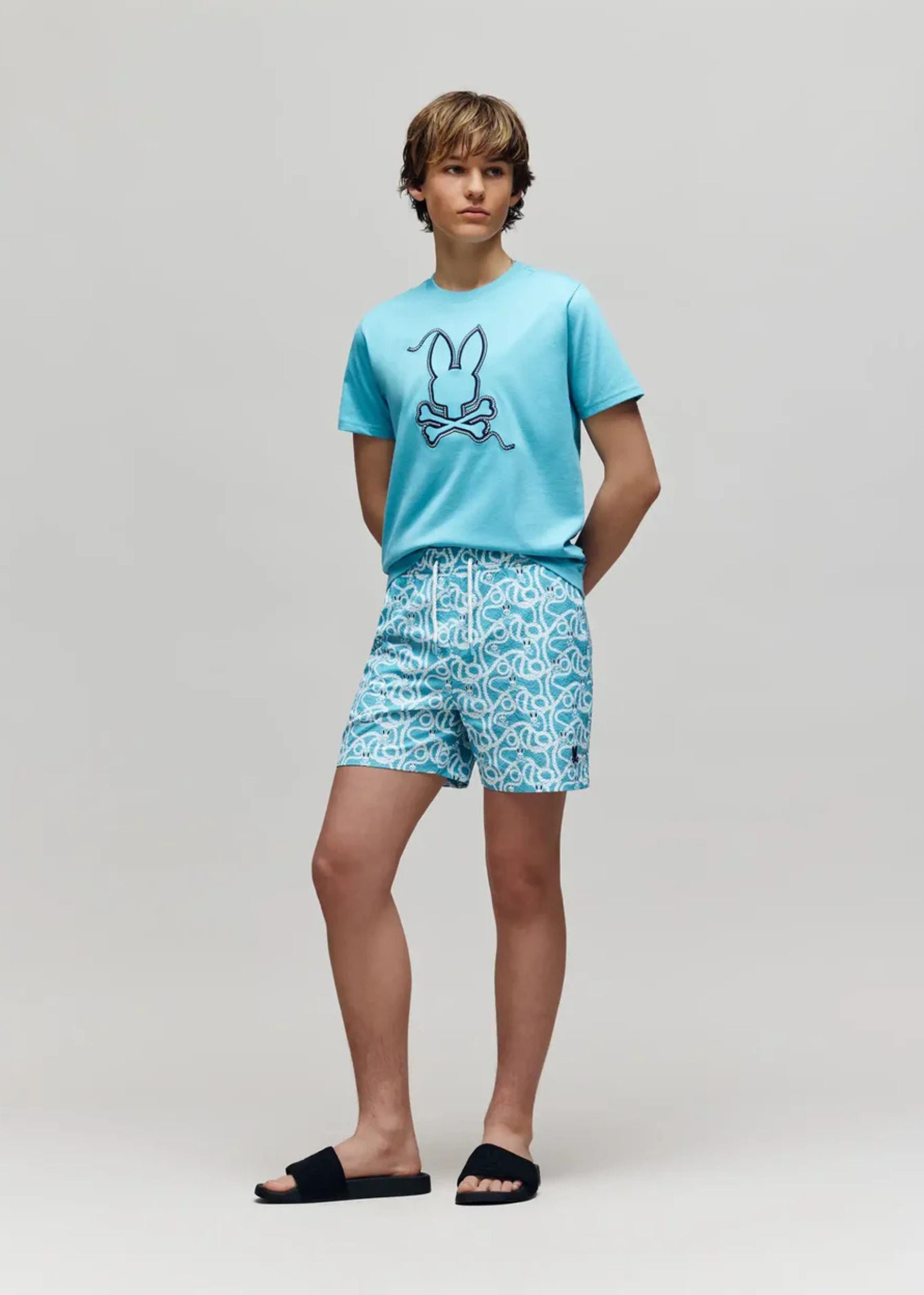 Bermuda Cyrus Azul Estampada Secado Rápido