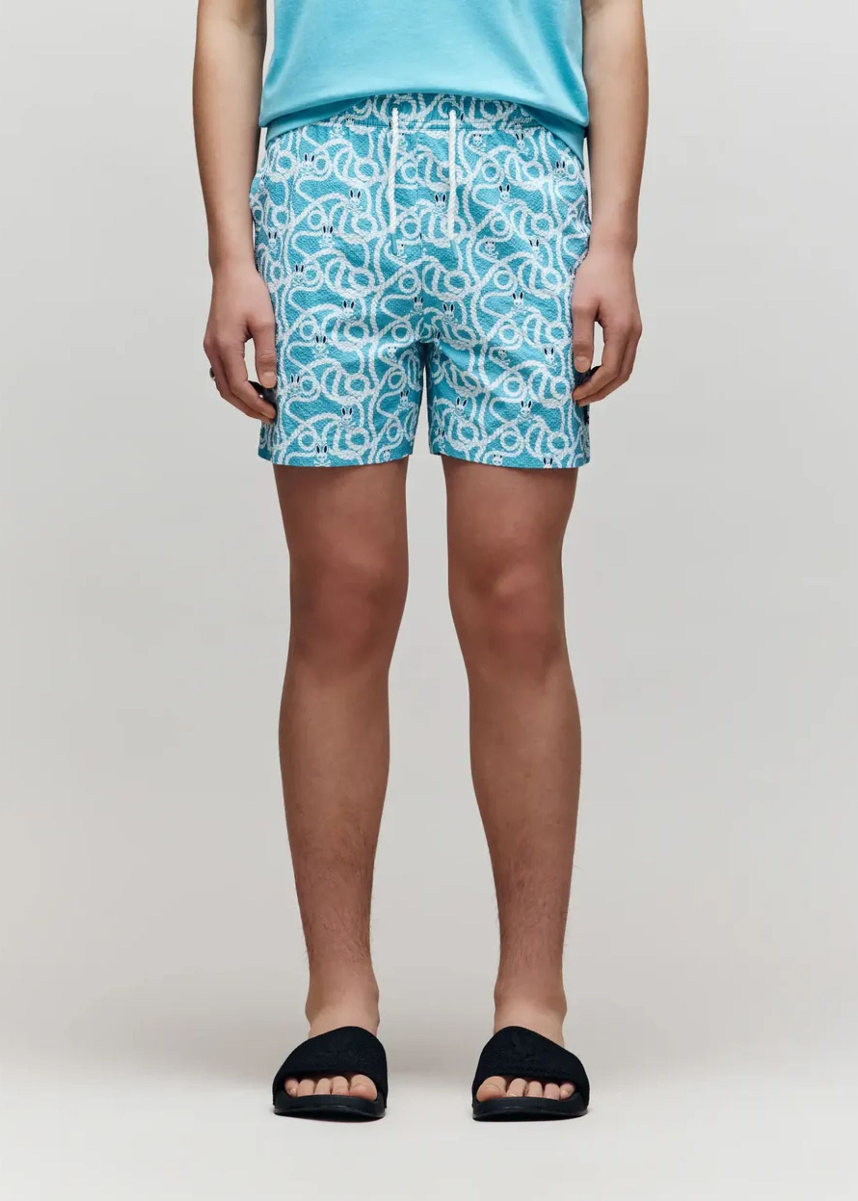Bermuda Cyrus Azul Estampada Secado Rápido