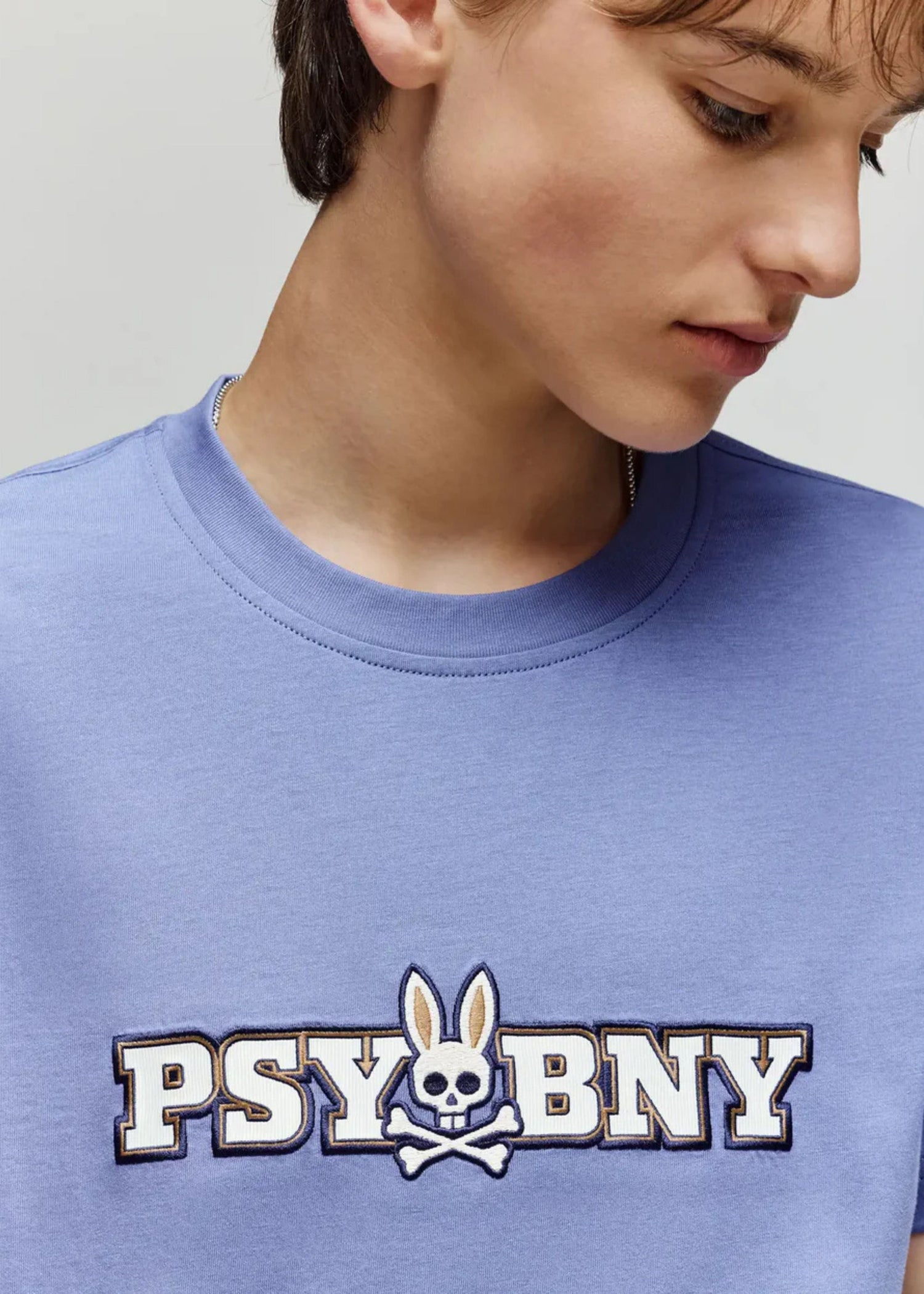 Camiseta Wade Algodón Bordada Azul Hielo