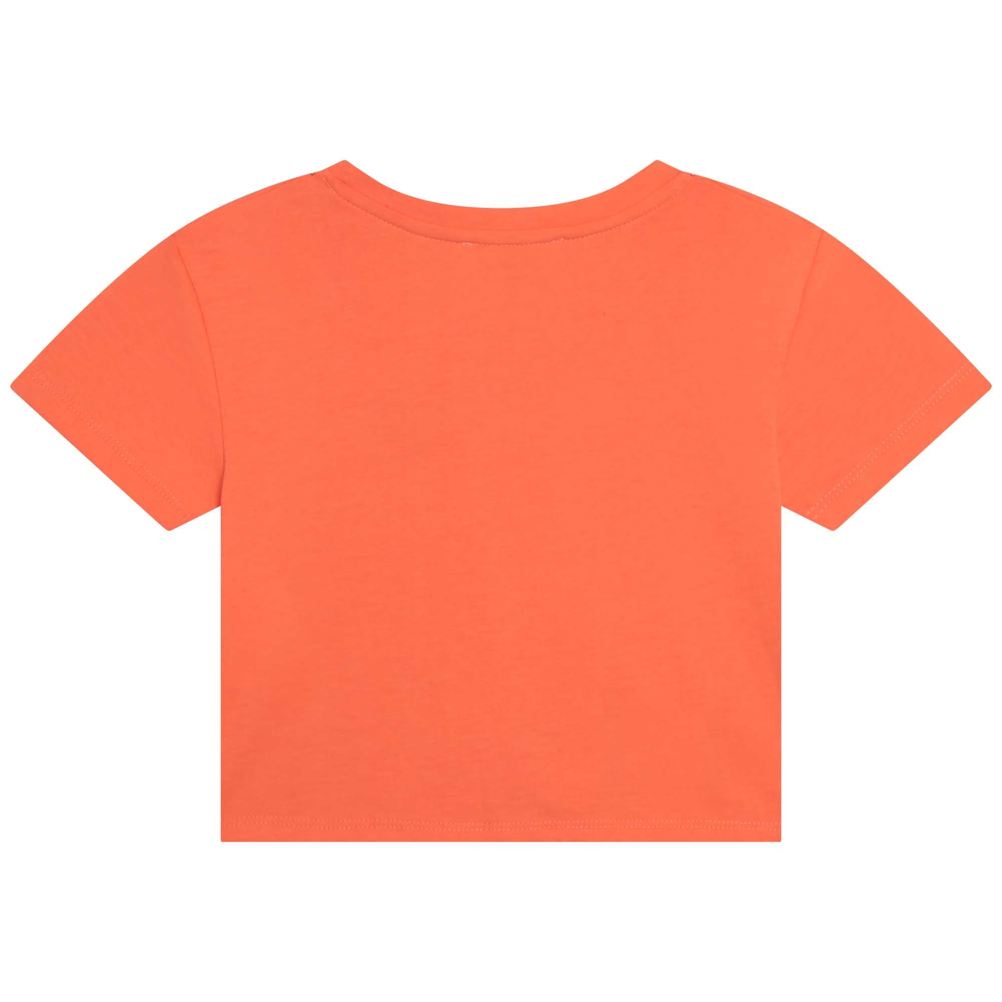 Camiseta Cropped Anudada Naranja Niña