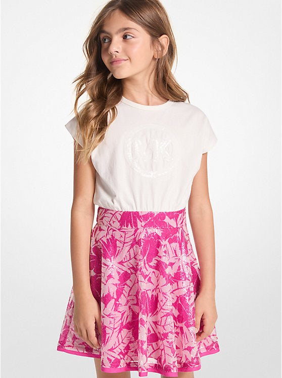 Vestido Blanco & Fucsia Logotipo MK Charm