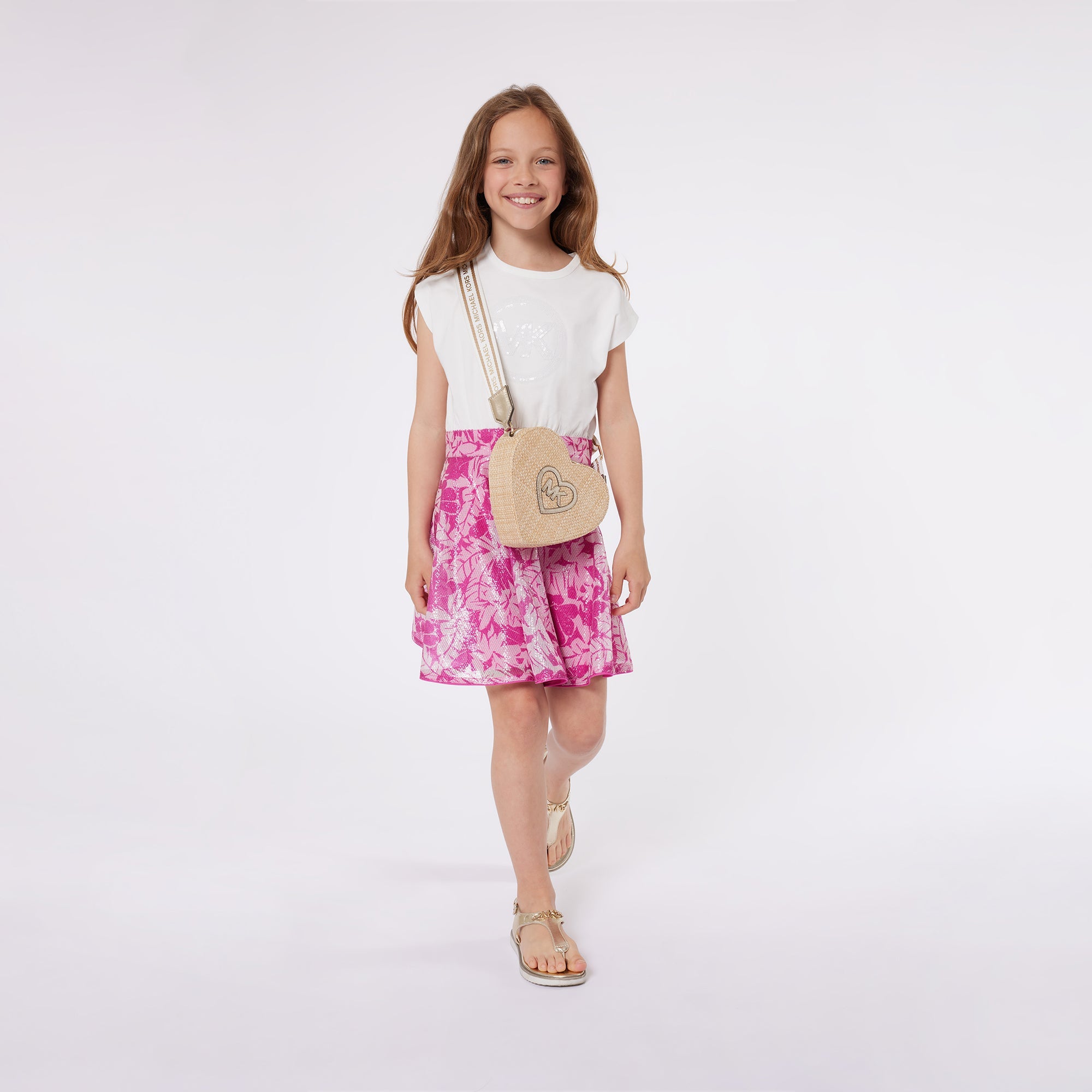 Vestido Blanco & Fucsia Logotipo MK Charm