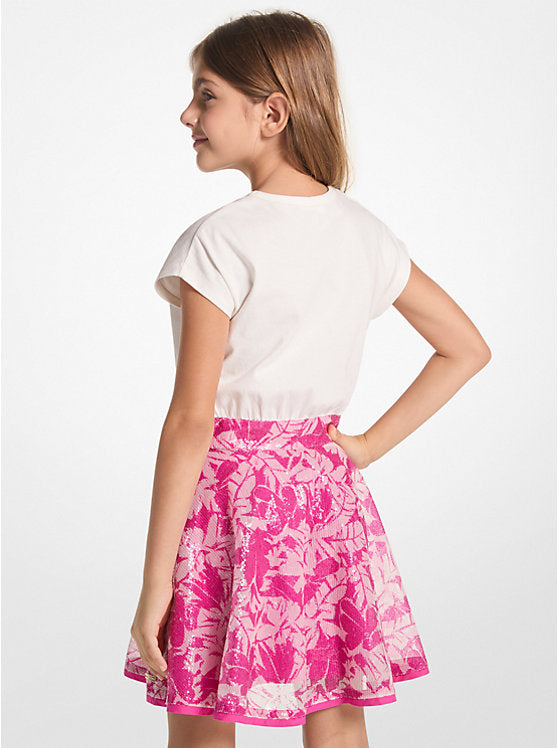 Vestido Blanco & Fucsia Logotipo MK Charm