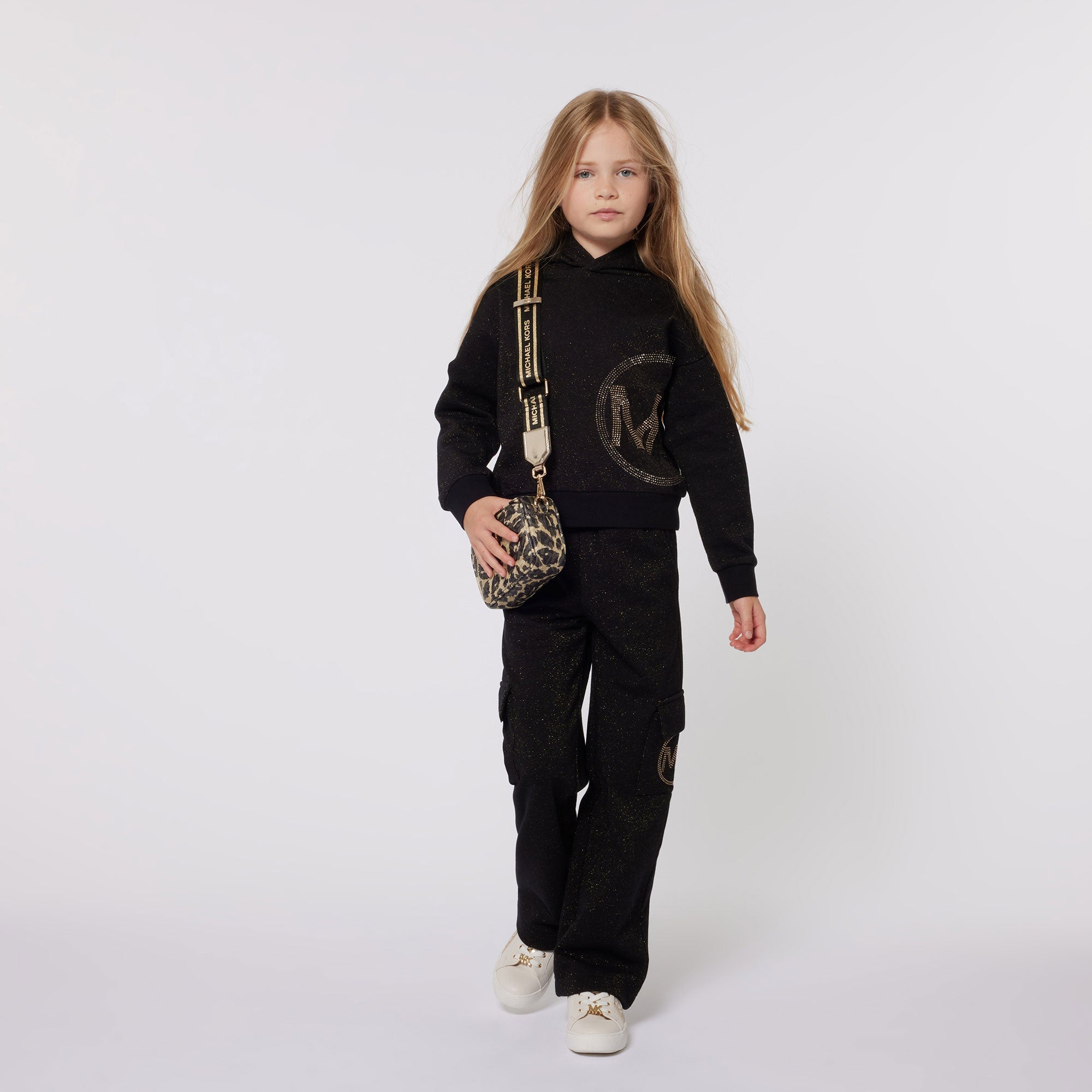 Pantalón Cargo Wide Leg Negro & Lurex