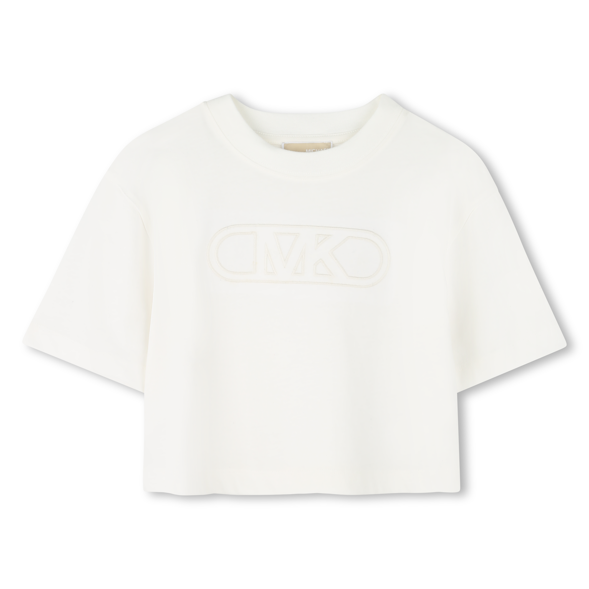 Camiseta Blanca Cropped Logotipo Bordado