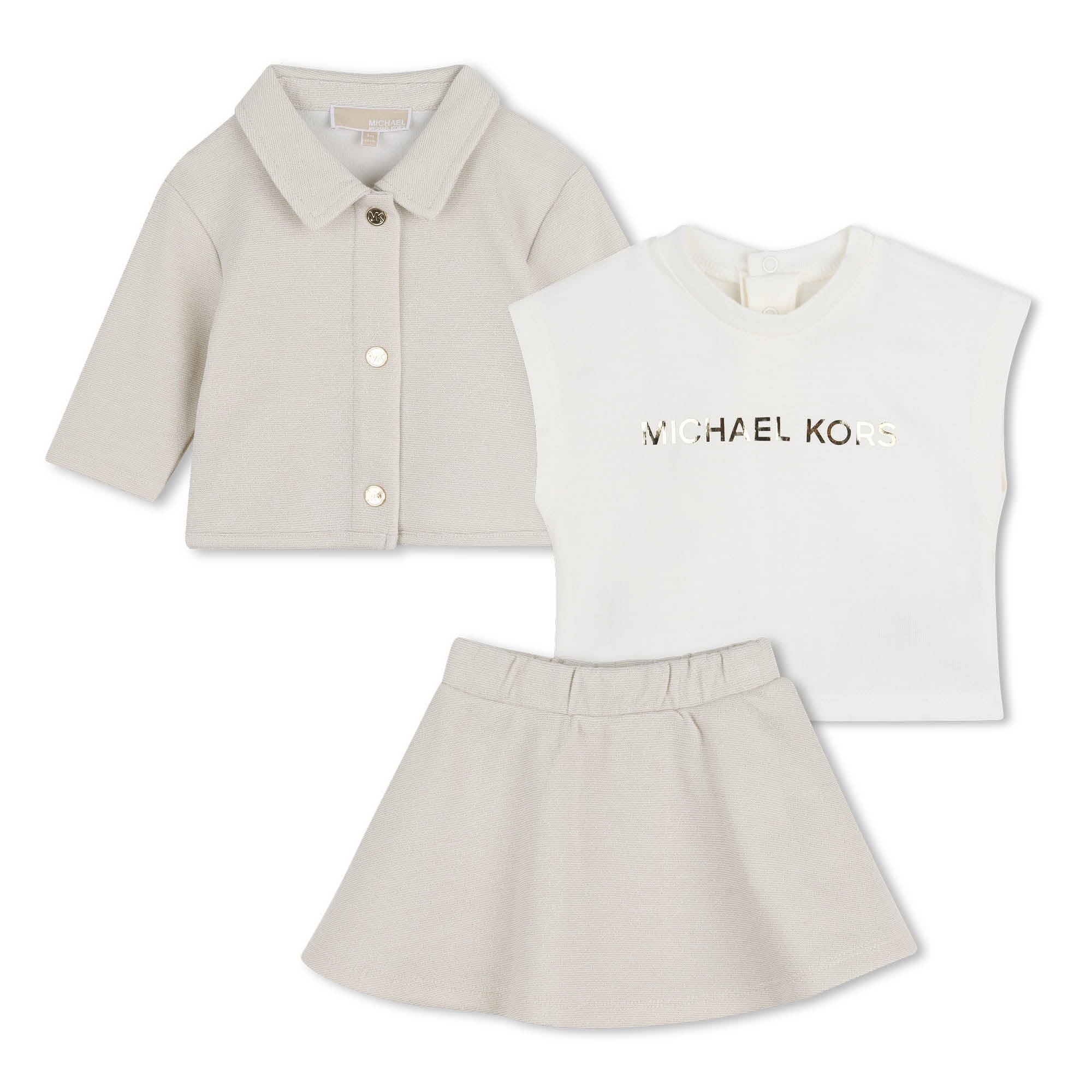 Set Cardigan Falda & Camiseta MK Ficelle