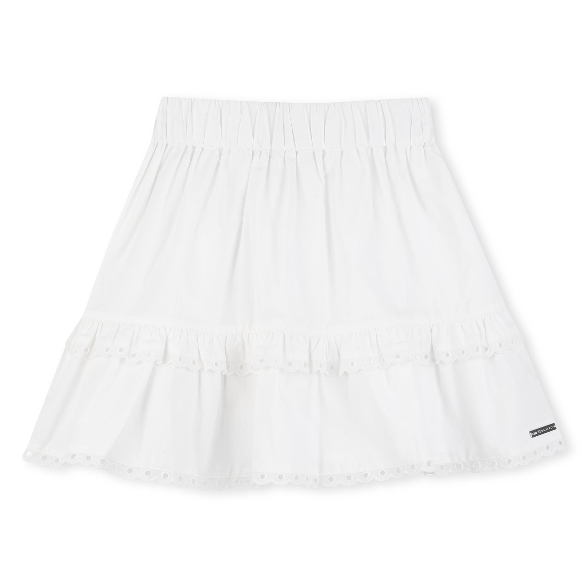 Falda Corta Popelina Volantes Encaje Blanca