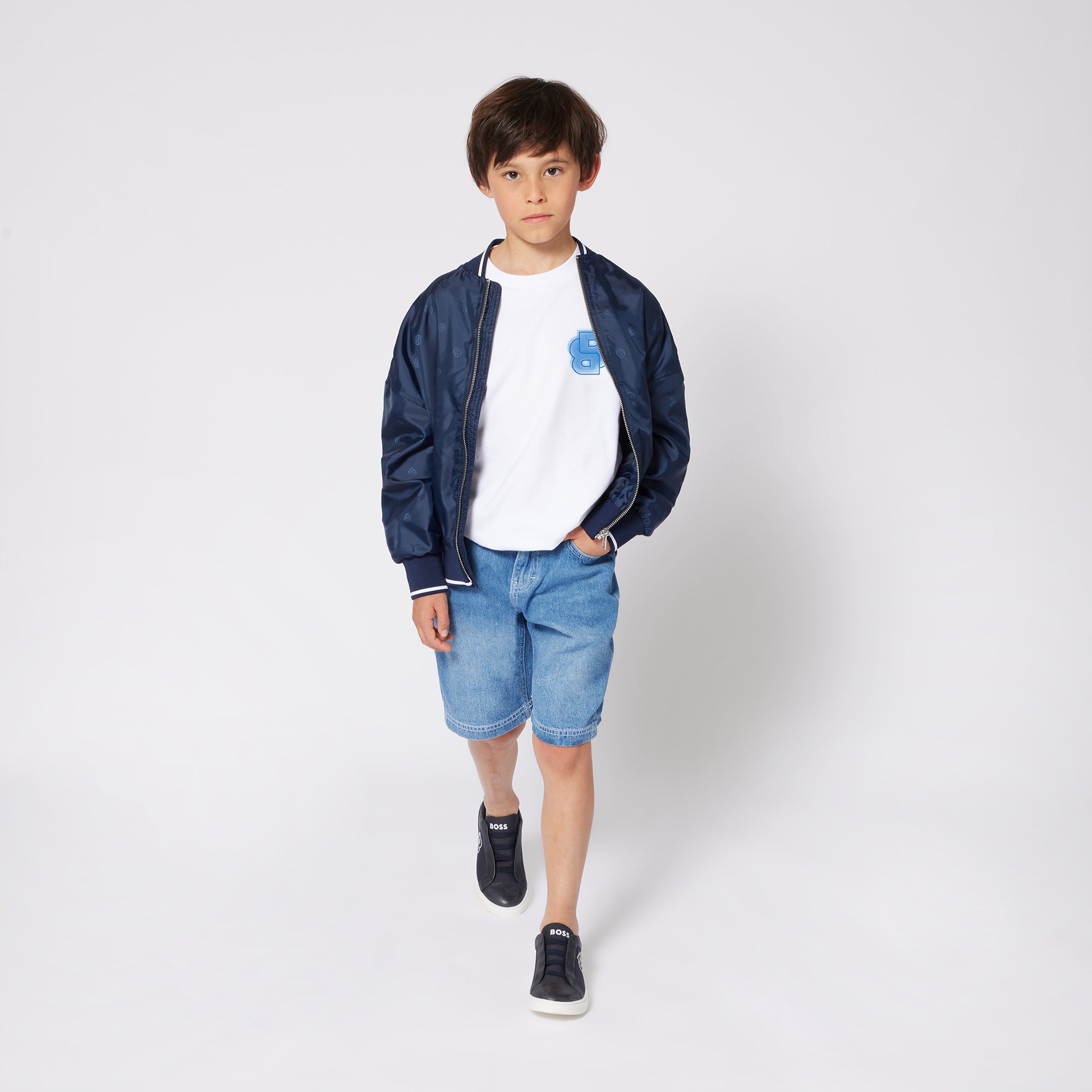 Chaqueta Bomber Azul Jaquard Niño