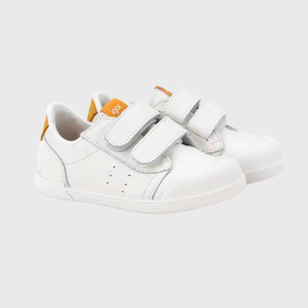 Tenis Piel Barefoot Blancos | Mostaza