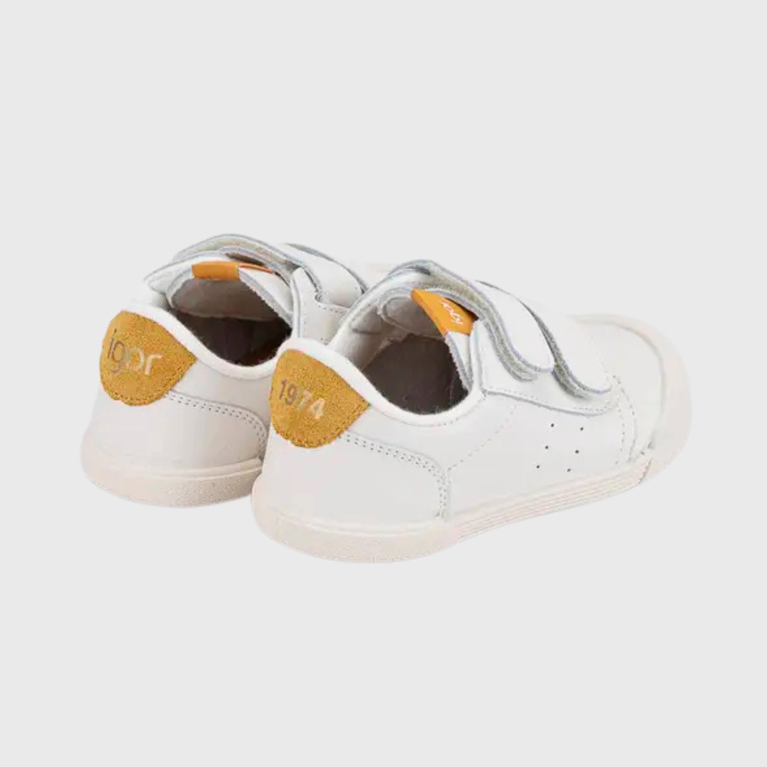 Tenis Piel Barefoot Blancos | Mostaza