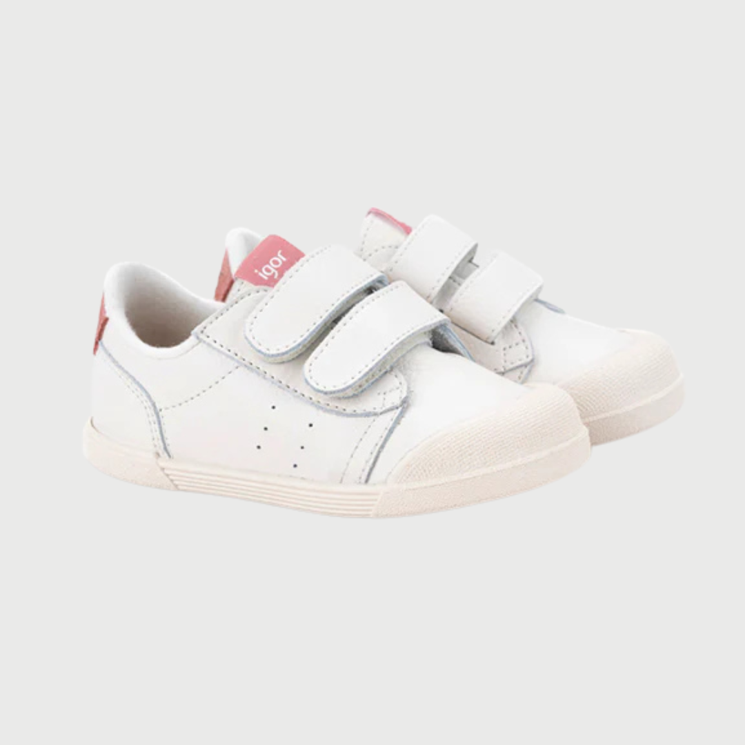 Tenis Piel Barefoot Blancos | Rosa