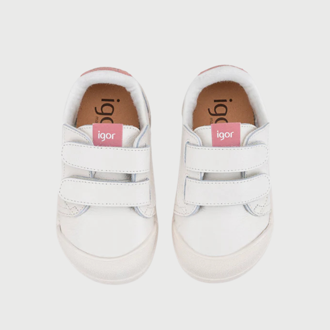Tenis Piel Barefoot Blancos | Rosa