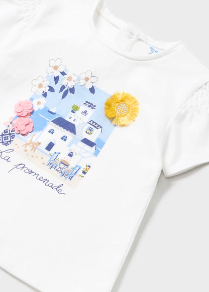 Camiseta Blanca Estampado Promenade Bebé Niña