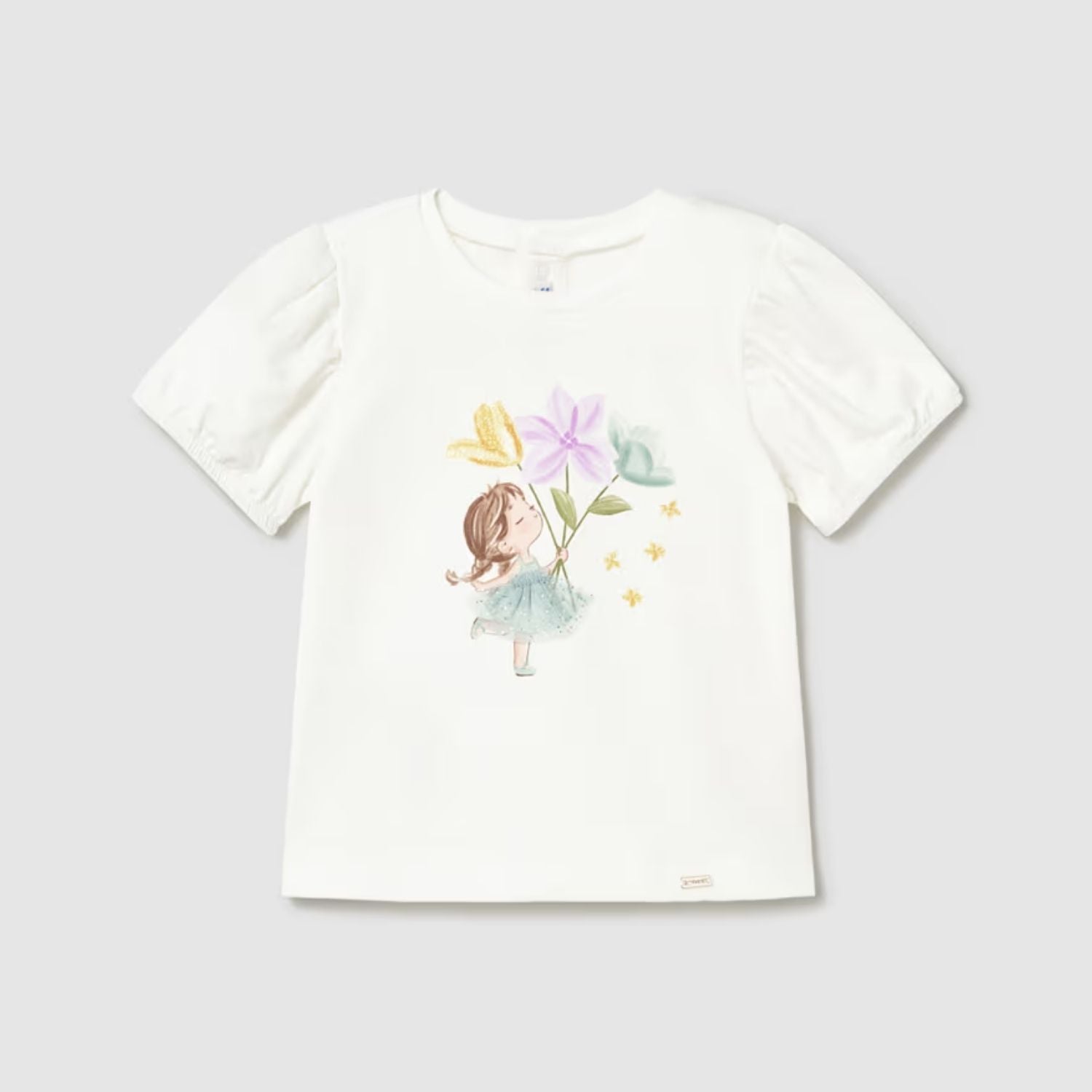 Camiseta Aplique Tul Crudo Menta