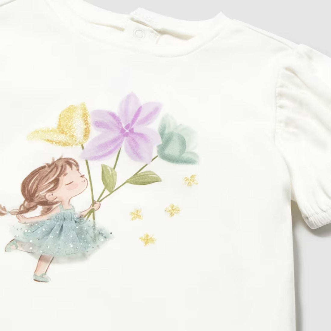 Camiseta Aplique Tul Crudo Menta