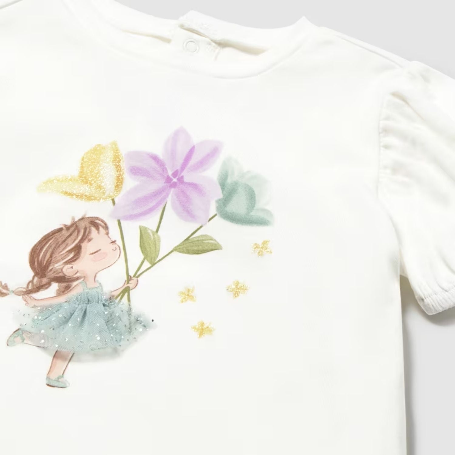 Camiseta Aplique Tul Crudo Menta