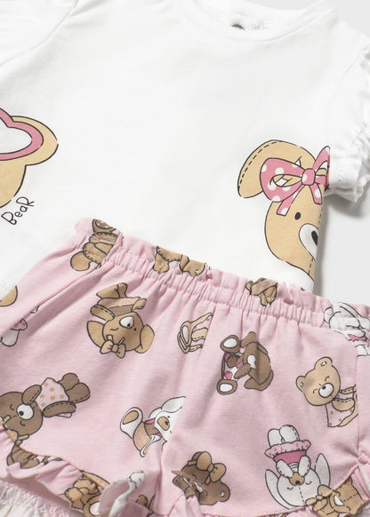 Set Camiseta &amp; Short Cute Bear Rosa