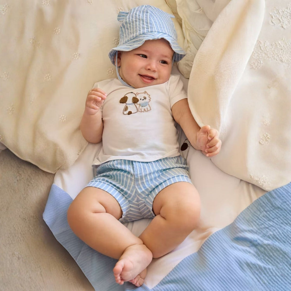 Set 3 Piezas  Shorts Puppy Friends Cielo