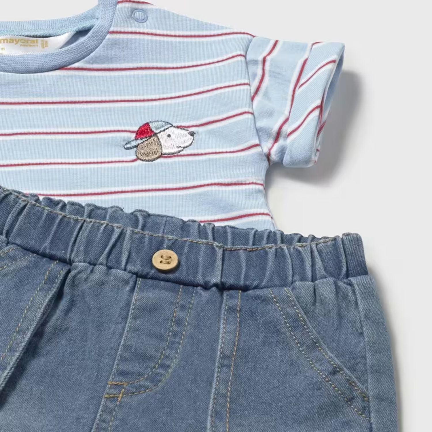 Set Shorts &amp; Camiseta Rayas Puppy Friends Cielo