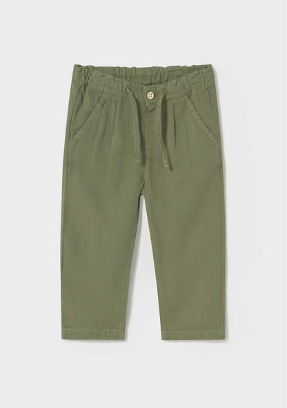 Pantalón Lino Relaxed Oliva Bebé
