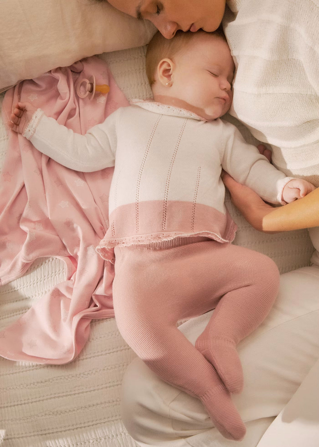 Set Tricot Algodón Rosa Newborn
