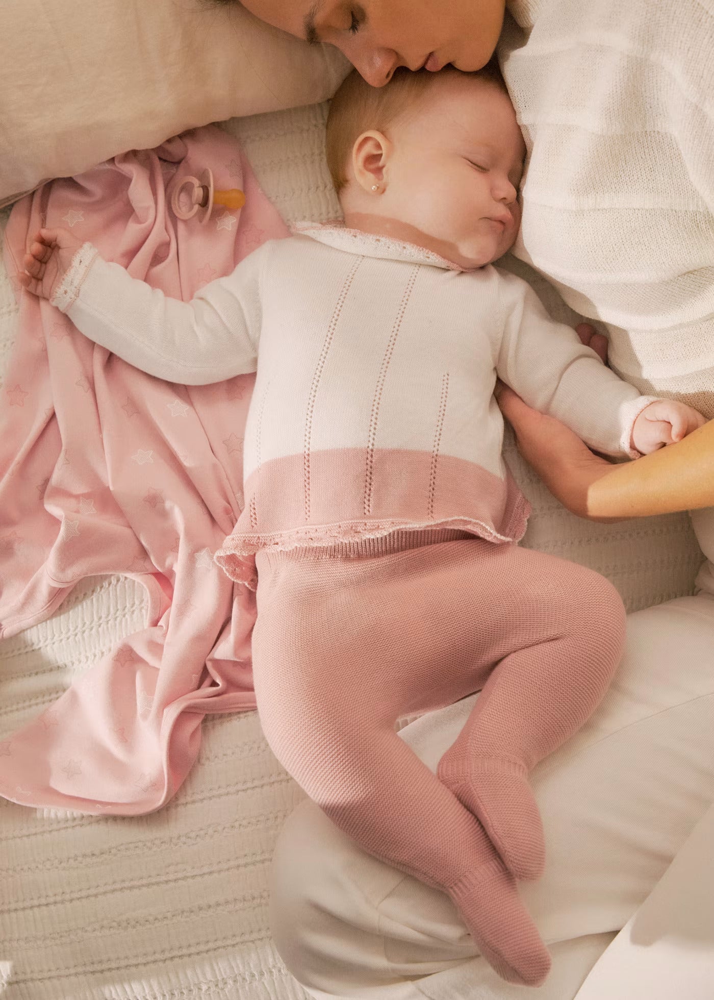 Set Tricot Algodón Rosa Newborn