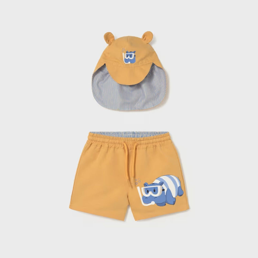 Set Bermuda &amp; Gorro Protección Solar Peach