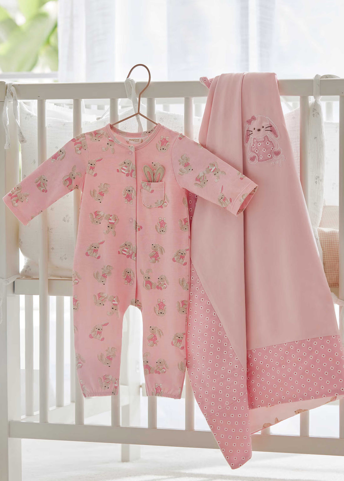 Pijama Rosa Estampado Bunny New Born Niña