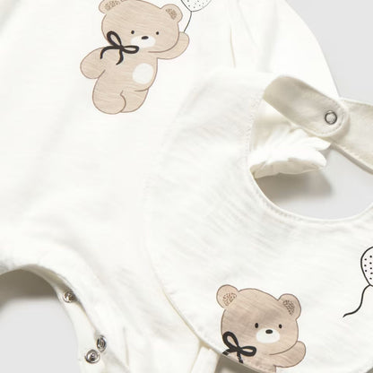 Set Pijama &amp; Babero Teddy Love Crudo