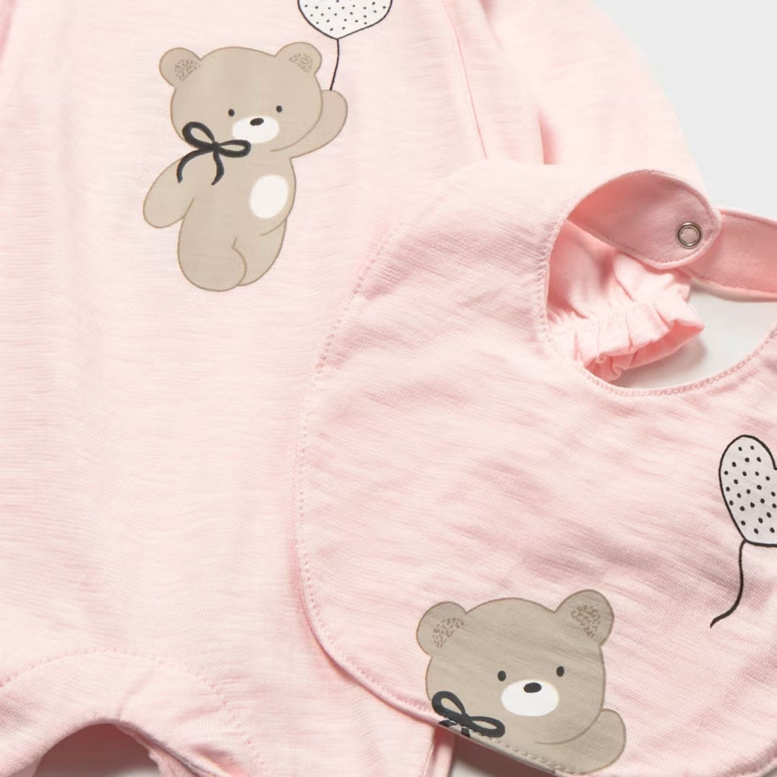 Set Pijama &amp; Babero Teddy Love Rosa