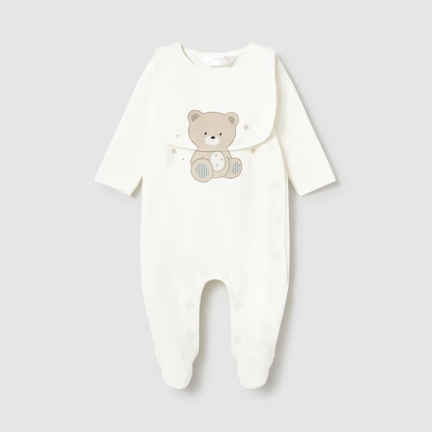 Set Pijama &amp; Babero Little Bear Crudo