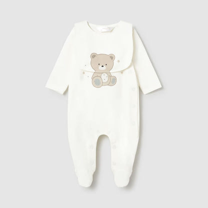 Set Pijama &amp; Babero Little Bear Crudo