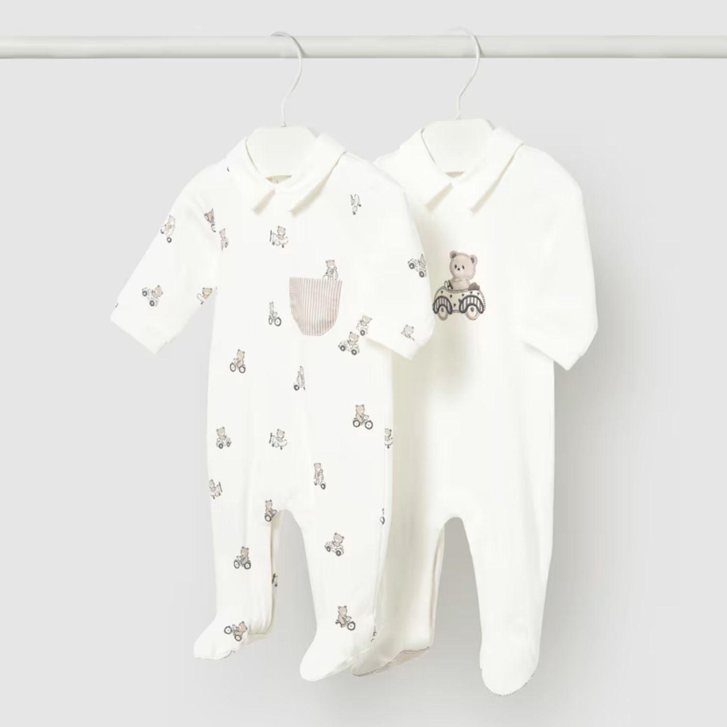 Pack Pijamas Teddy Wheels Crudo
