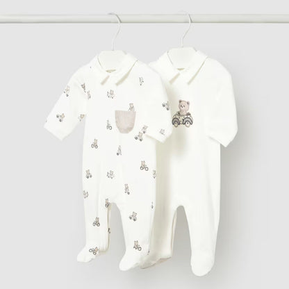 Pack Pijamas Teddy Wheels Crudo
