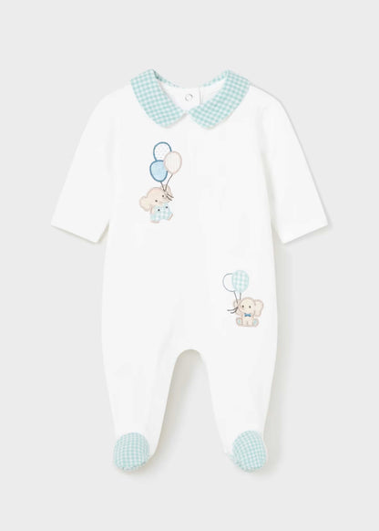 Pijama Blanco &amp; Agua Elefantes New Born