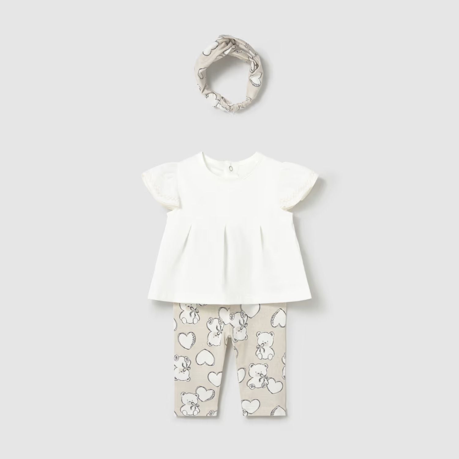 Set 3 Piezas Leggings Teddy Love Trigo