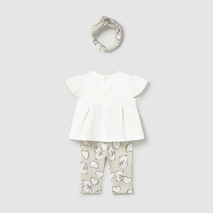 Set 3 Piezas Leggings Teddy Love Trigo