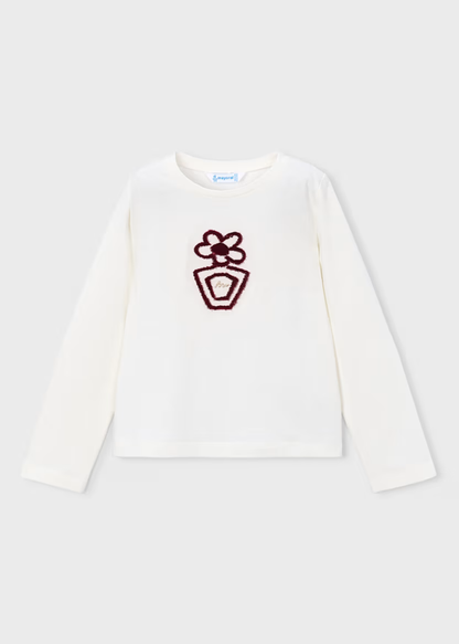 Camiseta Floral Bordado Crudo