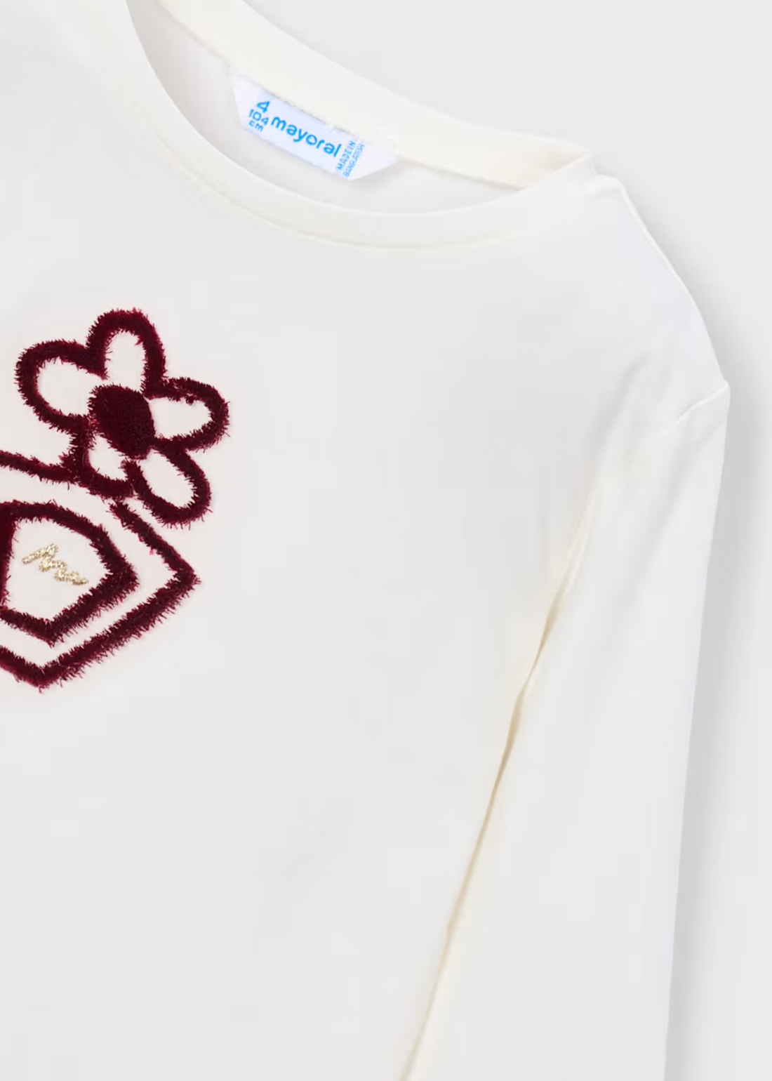 Camiseta Floral Bordado Crudo