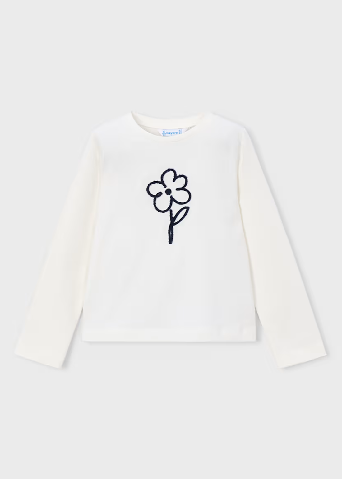 Camiseta Floral Bordado Crudo