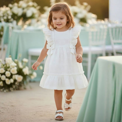 Vestido Eyelet Ceremonia Blanco