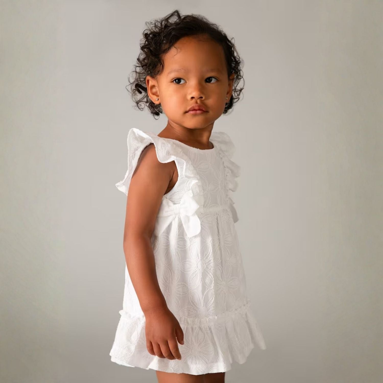 Vestido Eyelet Ceremonia Blanco